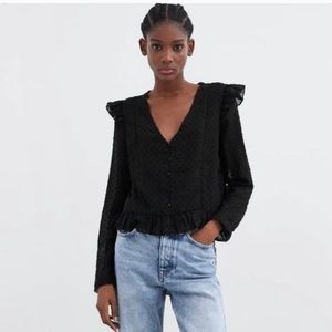 Zara | Black Ruffled Blouse